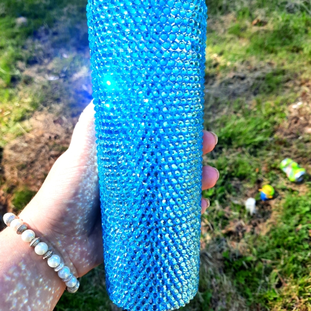 Aquamarine rhinestone cup